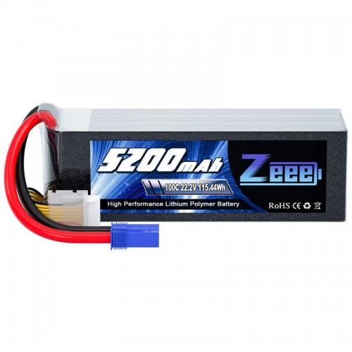 Zeee 6S LiPo Battery 5200mAh - High-performance battery for RC cars, trucks, and airplanes.